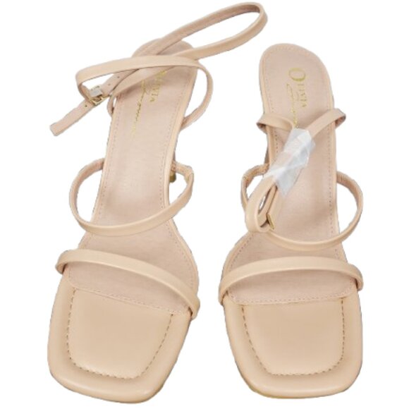Olivia Ferguson women's nude strap sandal heels size 9 - Picture 1 of 5